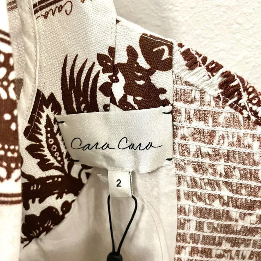 NWT Cara Cara Blue Hill Linen Printed Midi Dress Burgundy Women’s Size 2 - Picture 4 of 10